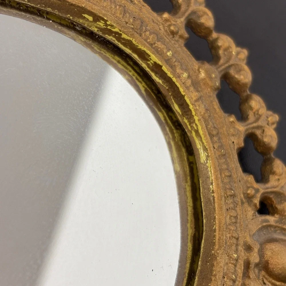 Unbranded‎ Vintage Tabletop Mirror 9x7 Gold Ornate Fleur De Lis Frame Vanity